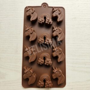 MOLDE DE SILICONA P/ BOMBONES UNICORNIO/ARCOIRIS