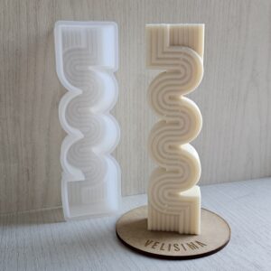 MOLDE DE SILICONA TORRE CON ONDAS Y LINEAS GRANDE