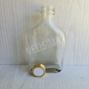 PETACA DE VIDRIO CON TAPA DORADA/ PLATEADA DIFUSORA