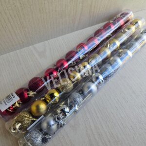 ESFERAS  DE NAVIDAD POR 12 UNIDADES DE 3CM DORADO/PLATEADO/ ROJO