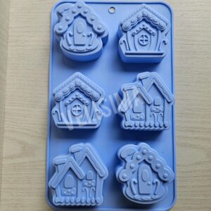 MOLDE DE SILICONA CASITAS POR 6