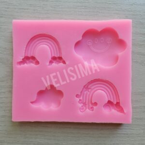 MOLDE DE SILICONA ARCOIRIS Y NUBE